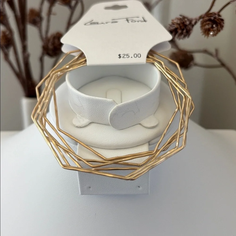 Laura Ford Goldtone Geometrix shape 7 bangles
